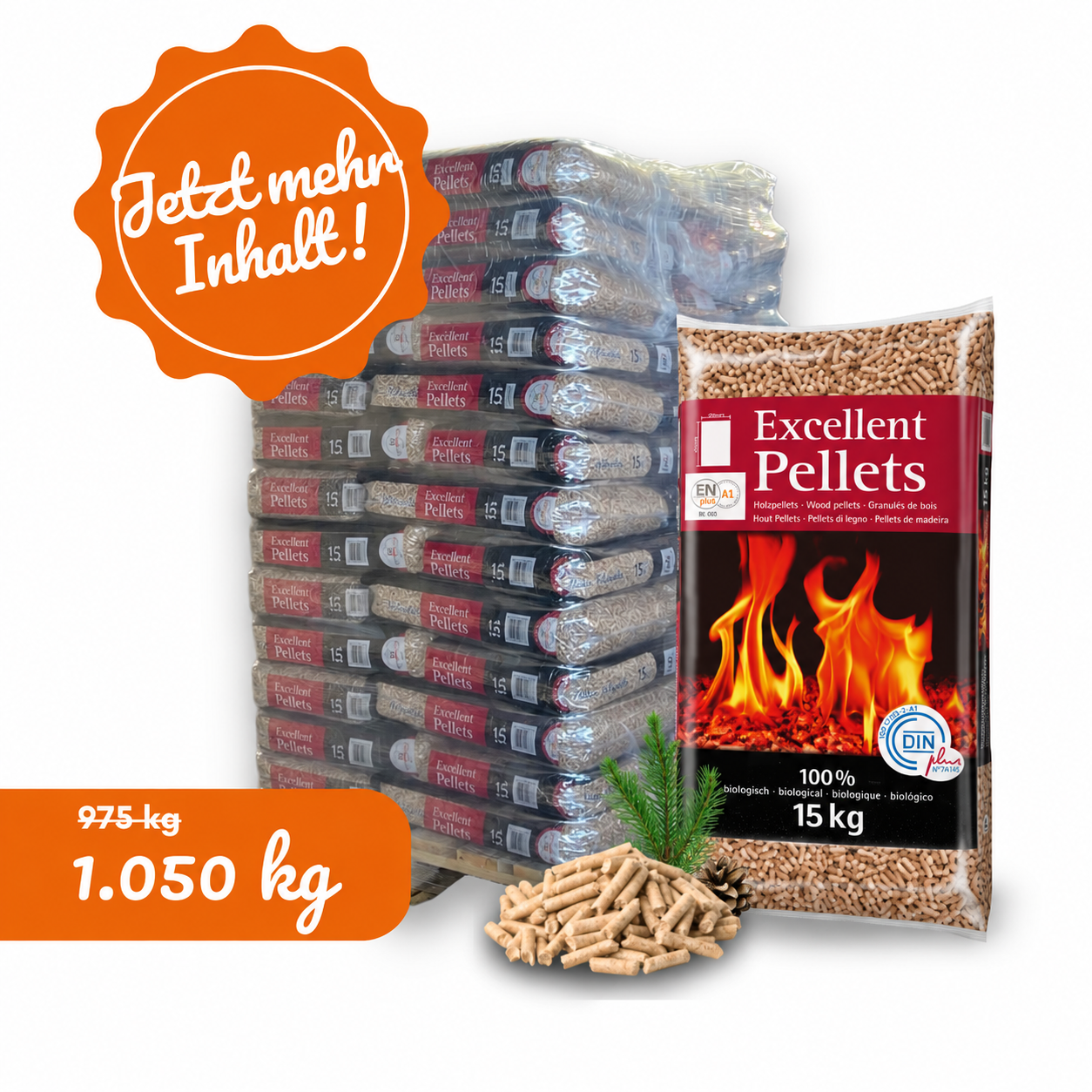 Natur-Holzpellets, 1.050 kg