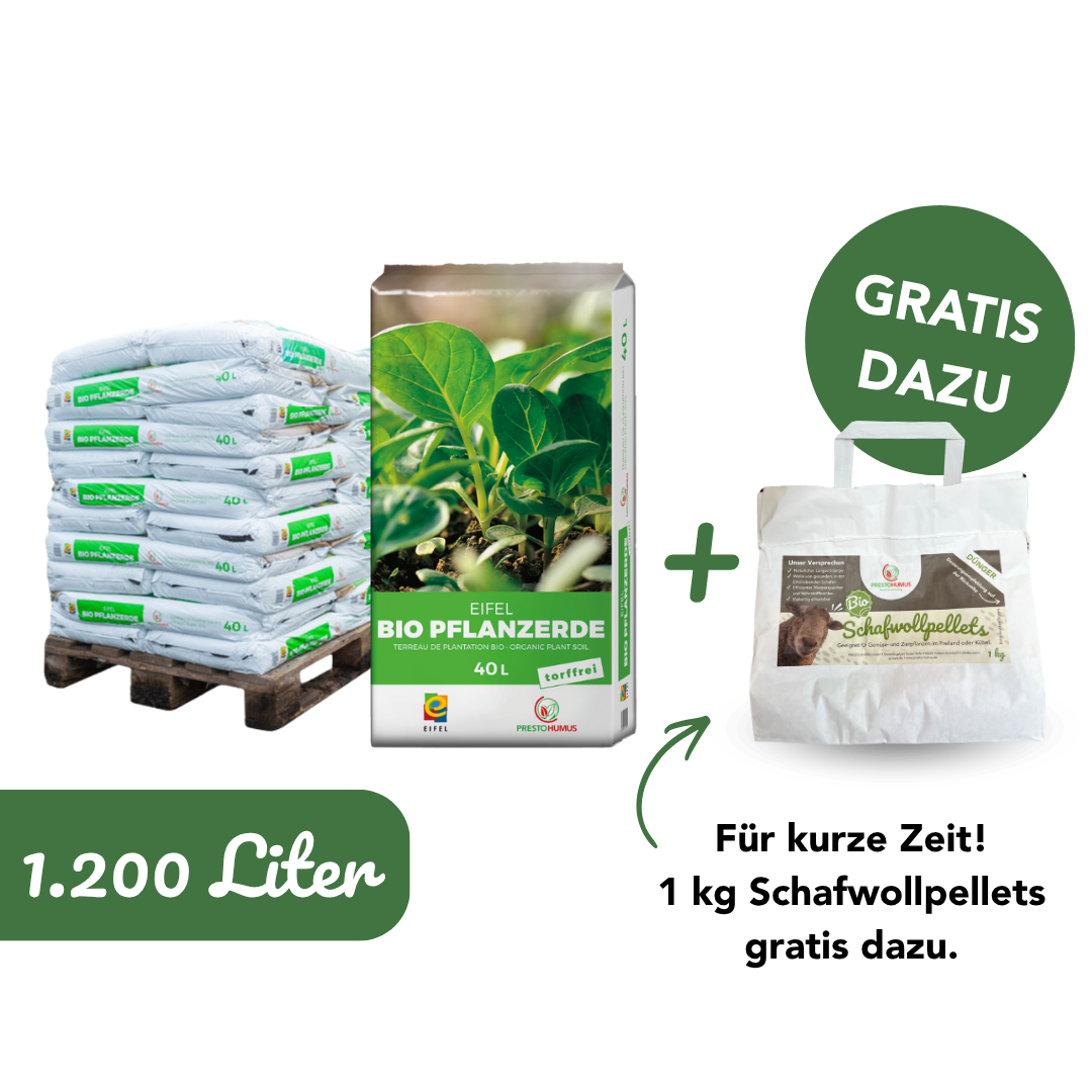 EIFEL  Bio-Pflanzerde, torffrei, 1.200 l + Schafwollpellets gratis